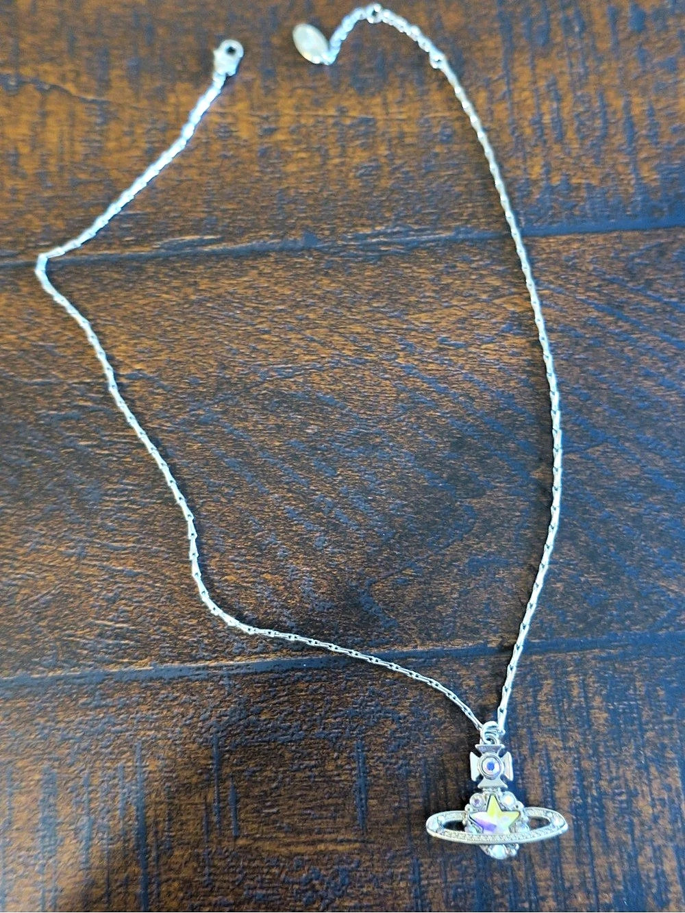 Vivienne Westwood Crystal Star Orb Pendant Necklace Silver